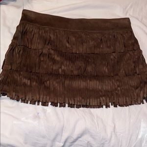 2b Bebe size M Suede Tassel brown mini skirt